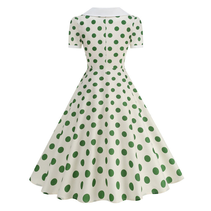 Dame Retro Maxikjole med Krave og Dots Skovae
