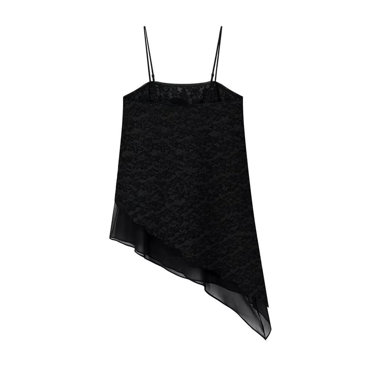 Dame-spids-camisole med asymmetrisk snit og dekorative stropper Skovae