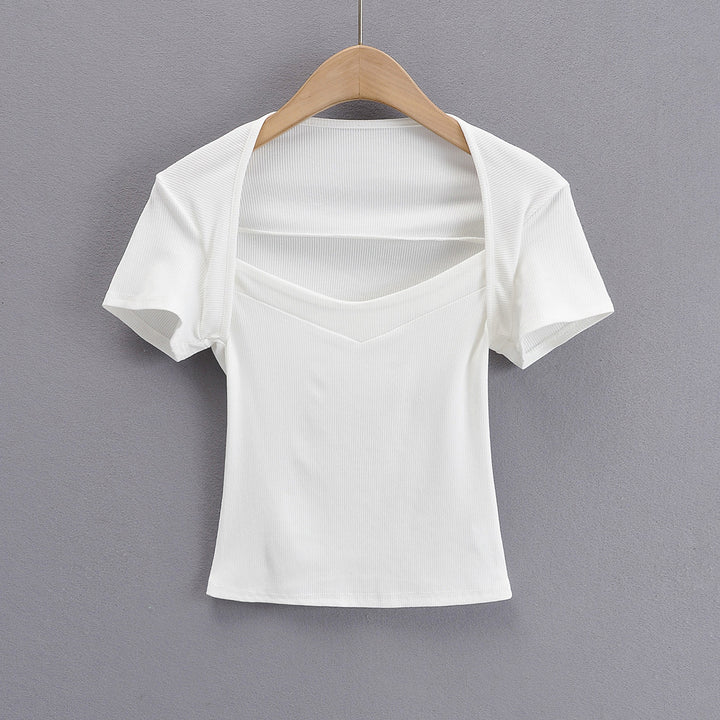 Dame kropsnær top med V-udskæring og moderne rib-design Stilla