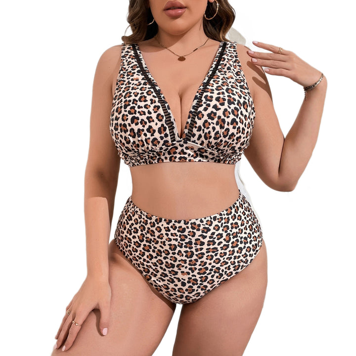 Damer høj talje bikini med moderne leopardmønster Skovae