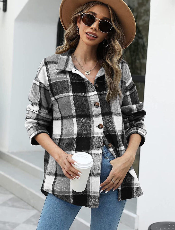 Dame Oversized Flannel Skjorte Stilla