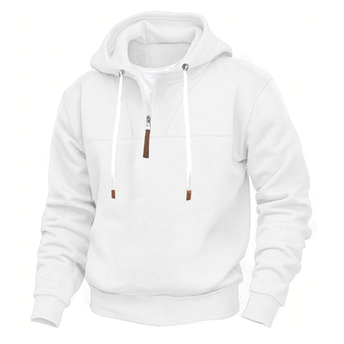 Herre casual hættetrøje med halv lynlås og fashionable detaljer Stilla
