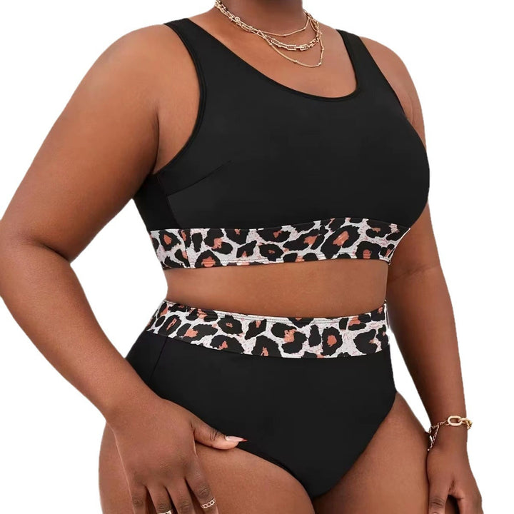 Dame Sporty højskåret bikini med leopardmønster Skovae