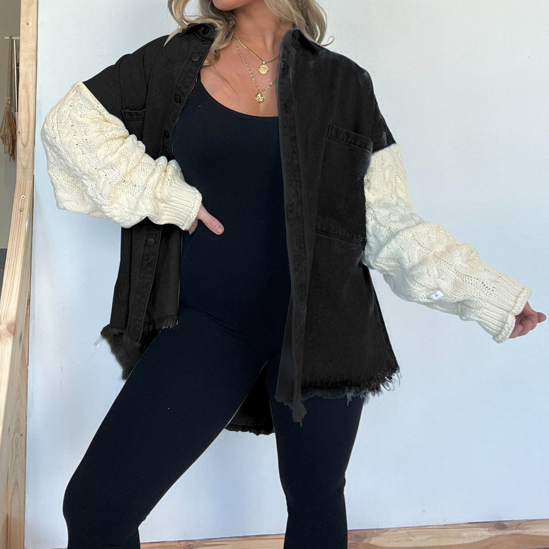 Dame Oversized Skjorte med Strikærmer Stilla