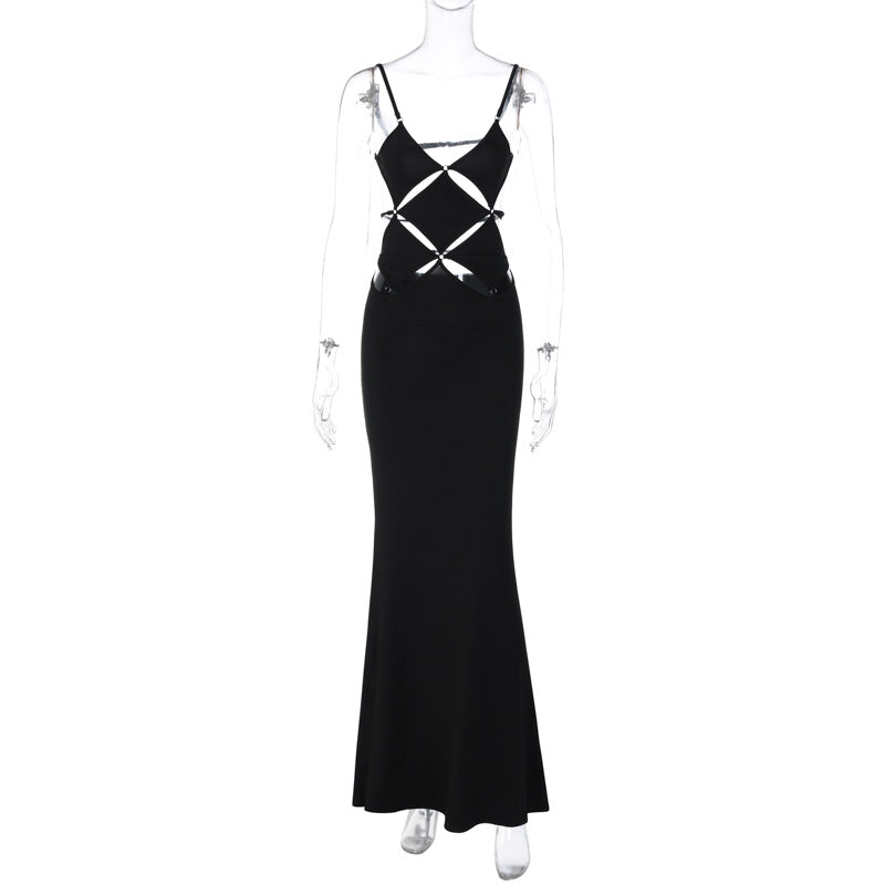 Dame maxikjole med raffineret cut-out-design og justerbare stropper Stilla