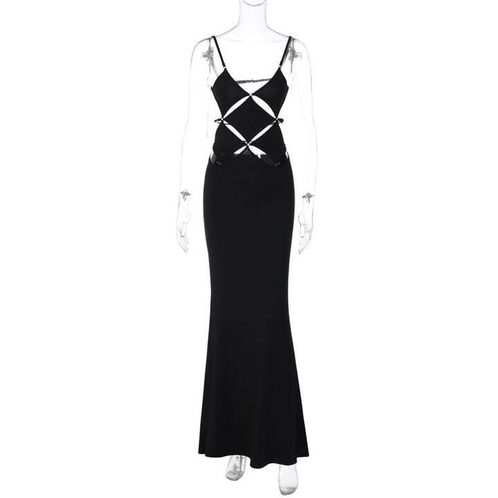 Dame maxikjole med raffineret cut-out-design og justerbare stropper Stilla