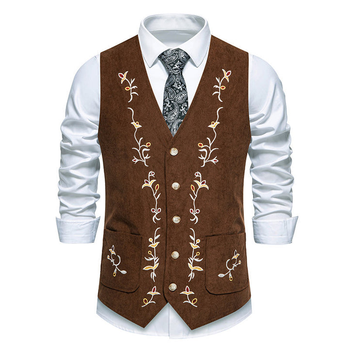 Herrer Elegant Floral Broderet Vest Stilla