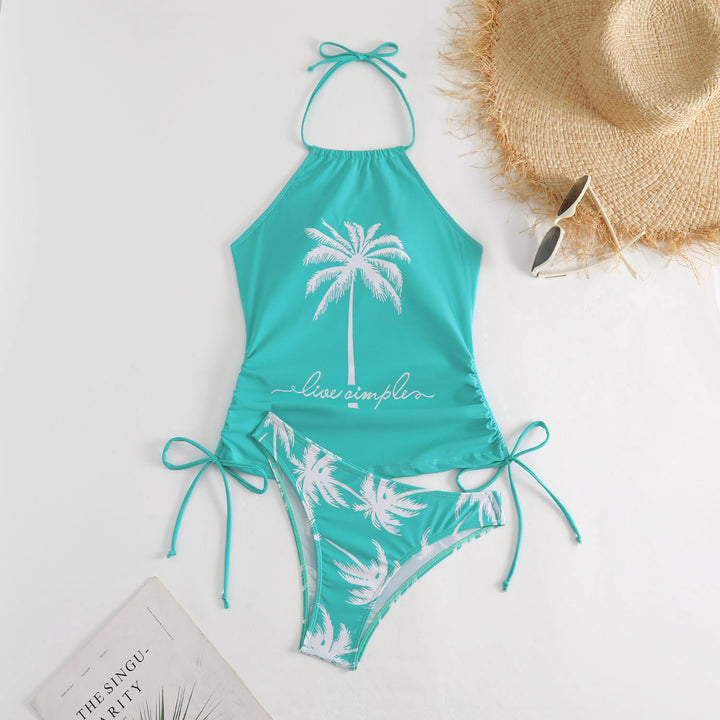 Dame trendy bikinisæt med palme-motiv Skovae