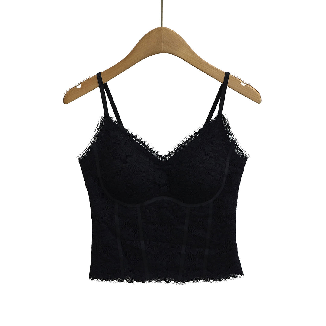 Dame Spids-Bustier med justerbare stropper og romantiske flæsedetaljer Stilla