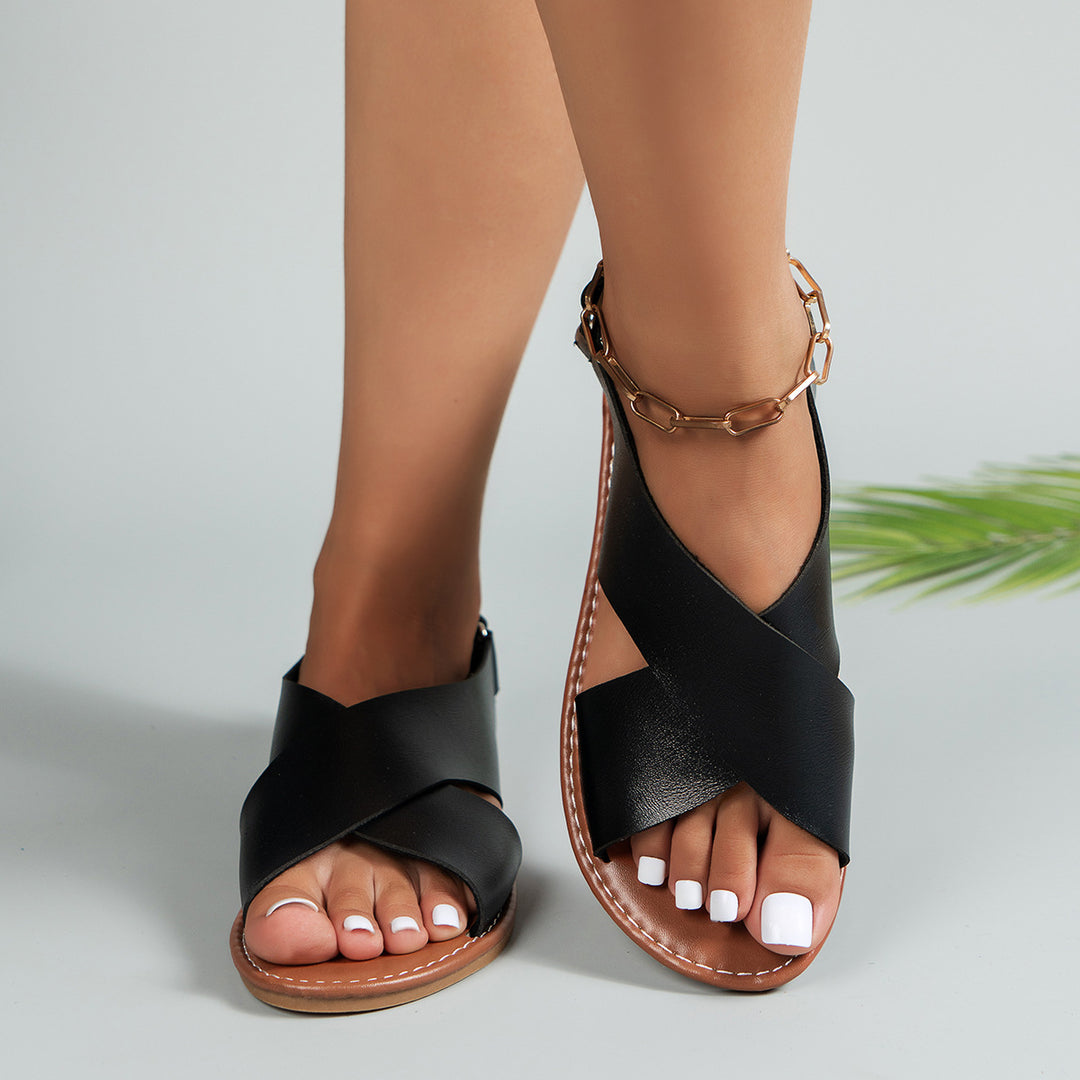 Dame luftige sandaler med elegant X-rem-design og behagelig fodseng Stilla