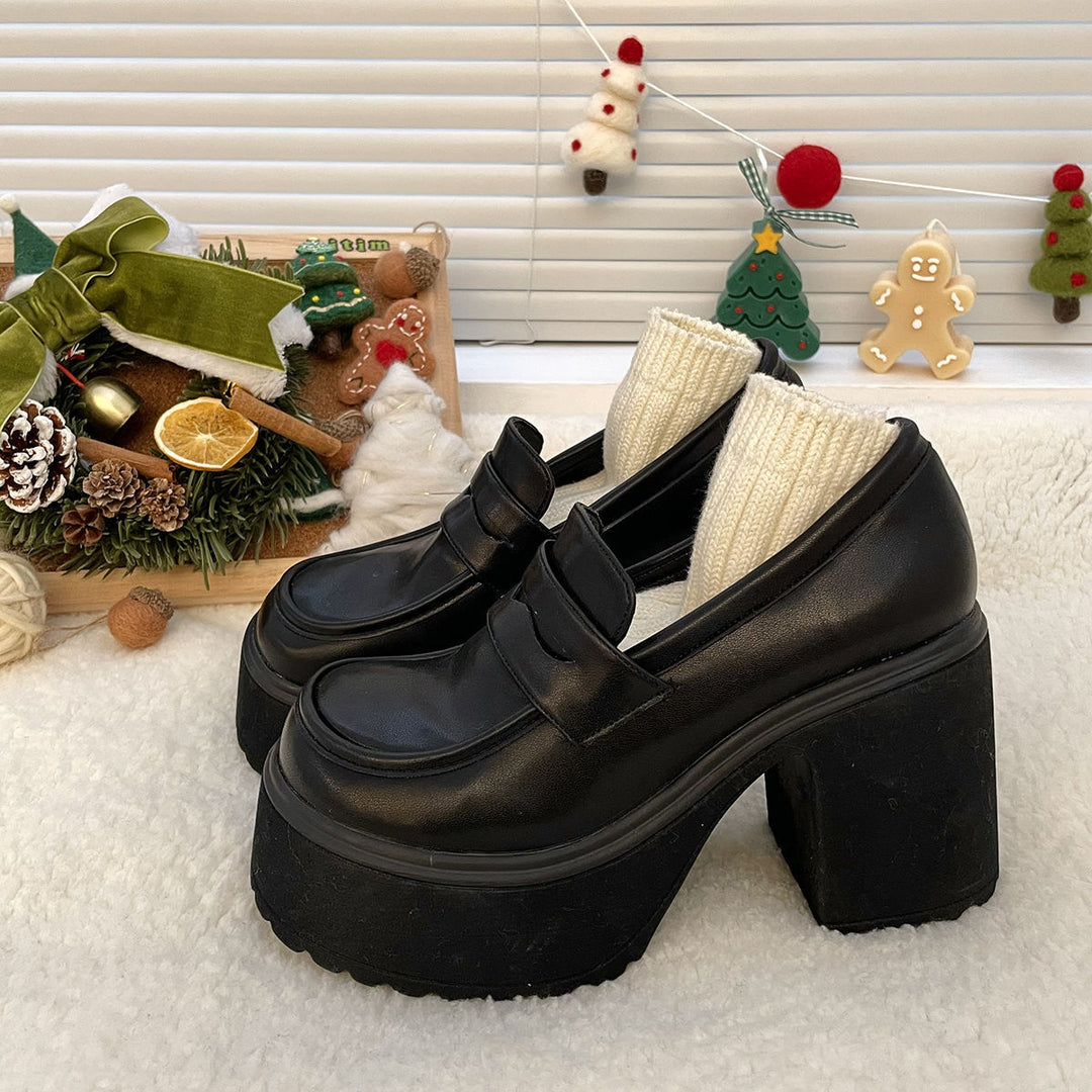 Dame Chunky Loafers med lagdelt plateau og elegant blokhæl Stilla
