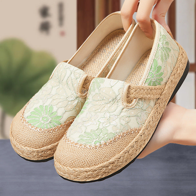 Femme Floral Broderet Espadrille Slip-On Sko Stilla