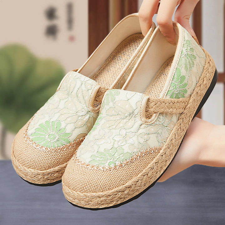 Femme Floral Broderet Espadrille Slip-On Sko Stilla