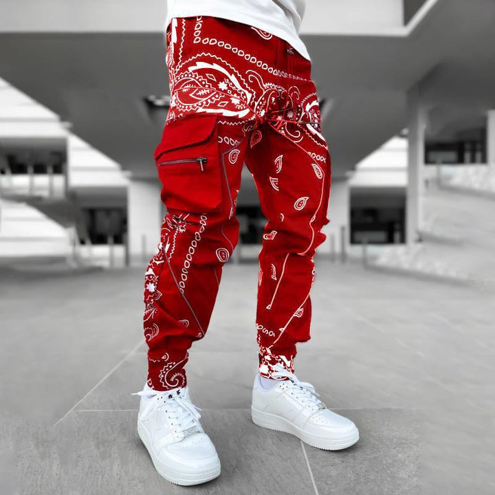 Herre nan Bandana-Cargo-joggingbukser med snor og elastiske manchetter Skovae
