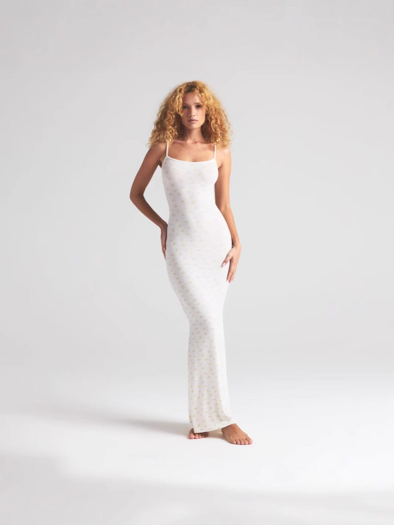 Damer Elegant Spaghetti-Rem Maxi-Kjole Stilla