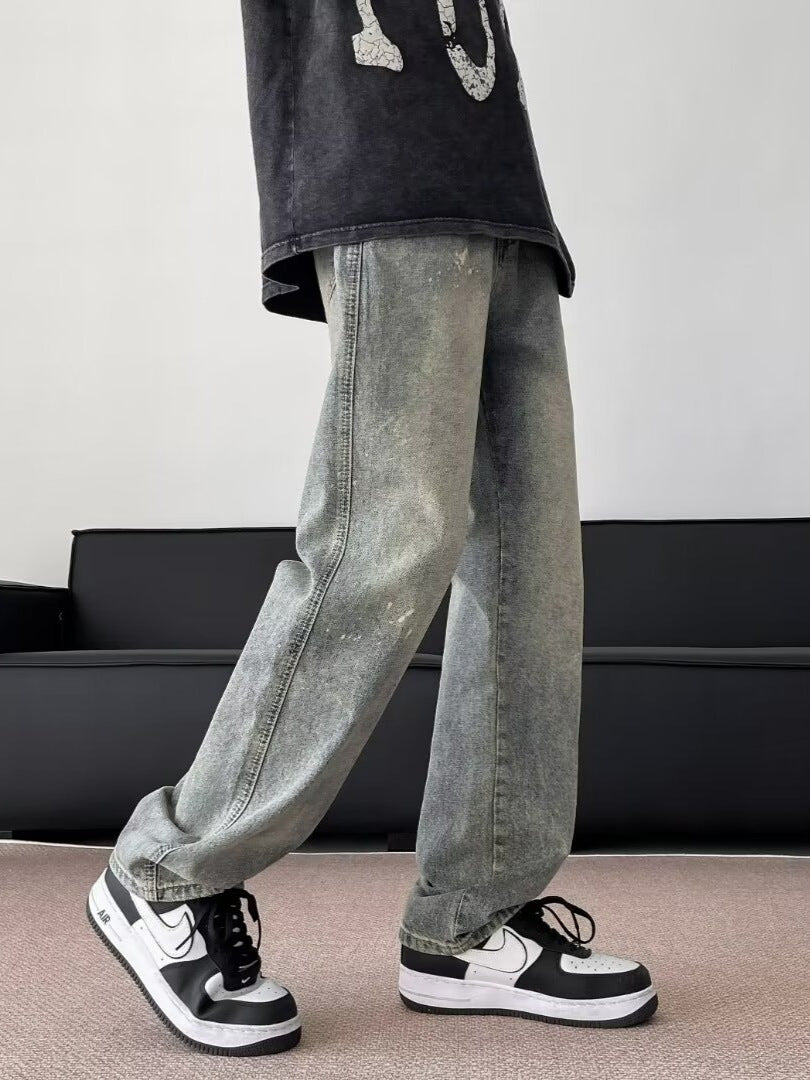Herrer afslappede Wide-Leg Jeans med unik vintage-effekt og afslappet pasform Stilla