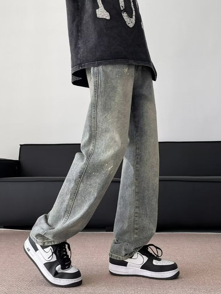 Herrer afslappede Wide-Leg Jeans med unik vintage-effekt og afslappet pasform Stilla