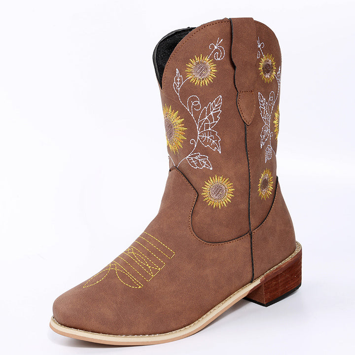 Dame cowboystøvler med legende blomsterdesign Stilla