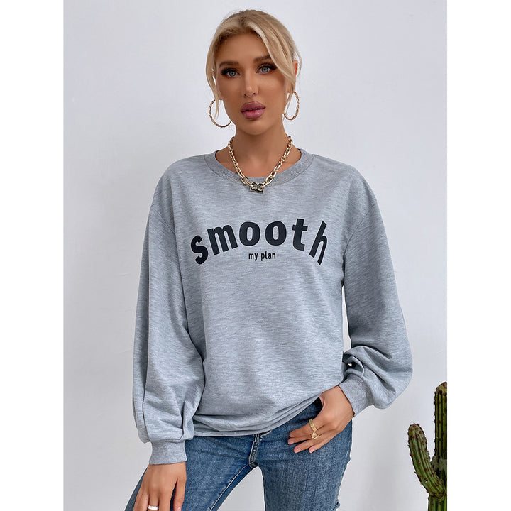 Kvinders afslappede sweatshirt med raffinerede puffærmer og kreativ bogstavsdesign Stilla