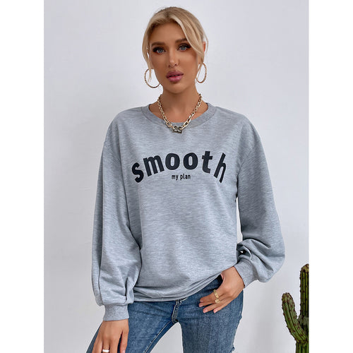 Kvinders afslappede sweatshirt med raffinerede puffærmer og kreativ bogstavsdesign Stilla