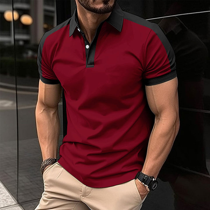 Herrer sporty kortærmet polo med åndbare indsatser og moderne ståkrave Stilla