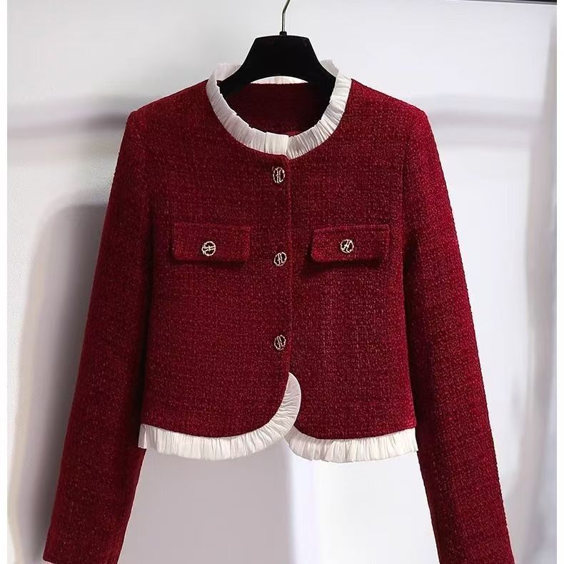 Damer elegant kort jakke med struktur detaljer på knapper Stilla