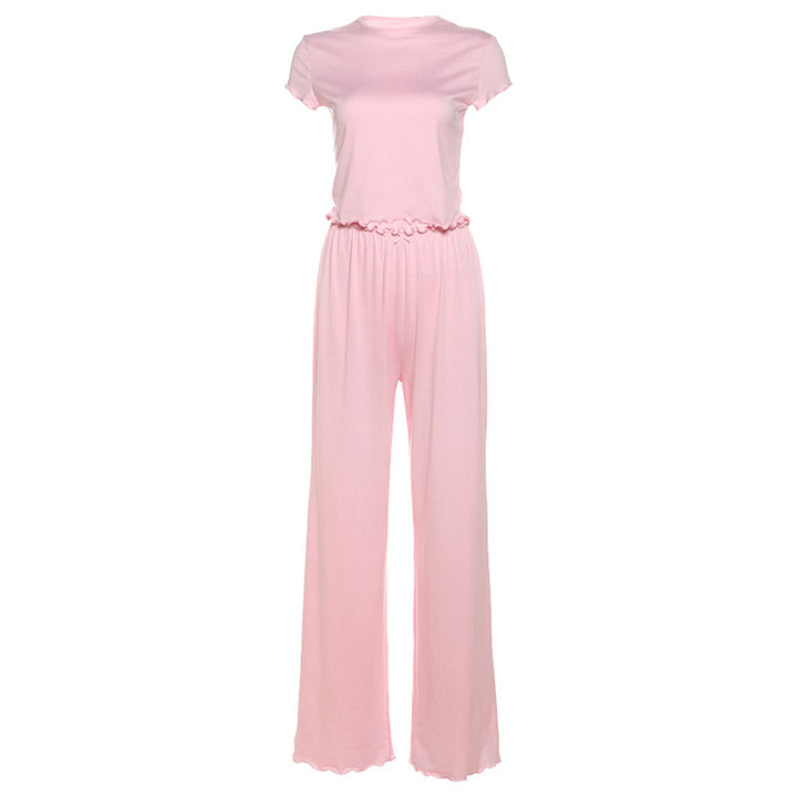 Dame fritids-jumpsuit med elastisk talje og afslappede korte ærmer Stilla