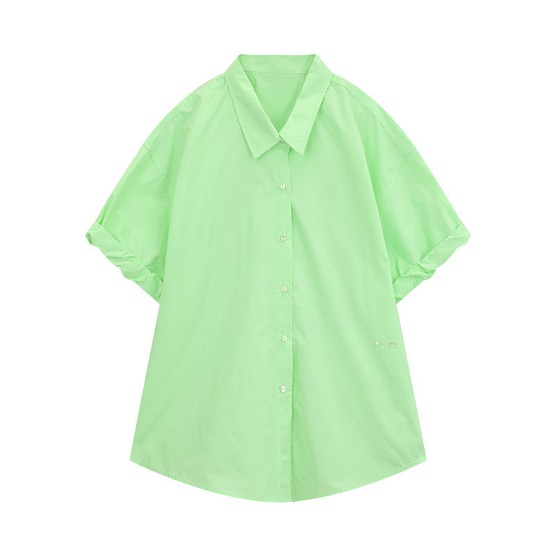 Dame Oversized Skjortebluse med kort ærme og moderne snit Stilla