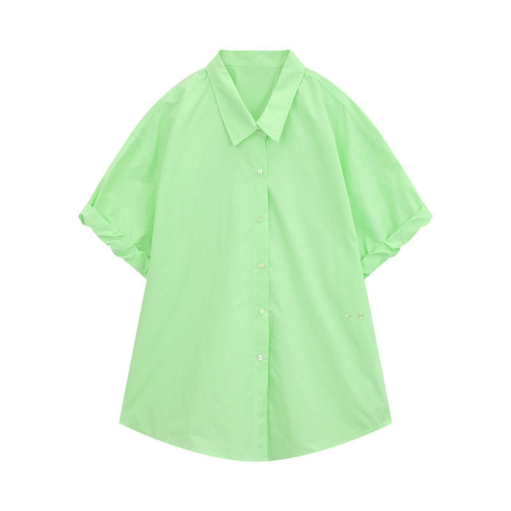 Dame Oversized Skjortebluse med kort ærme og moderne snit Stilla