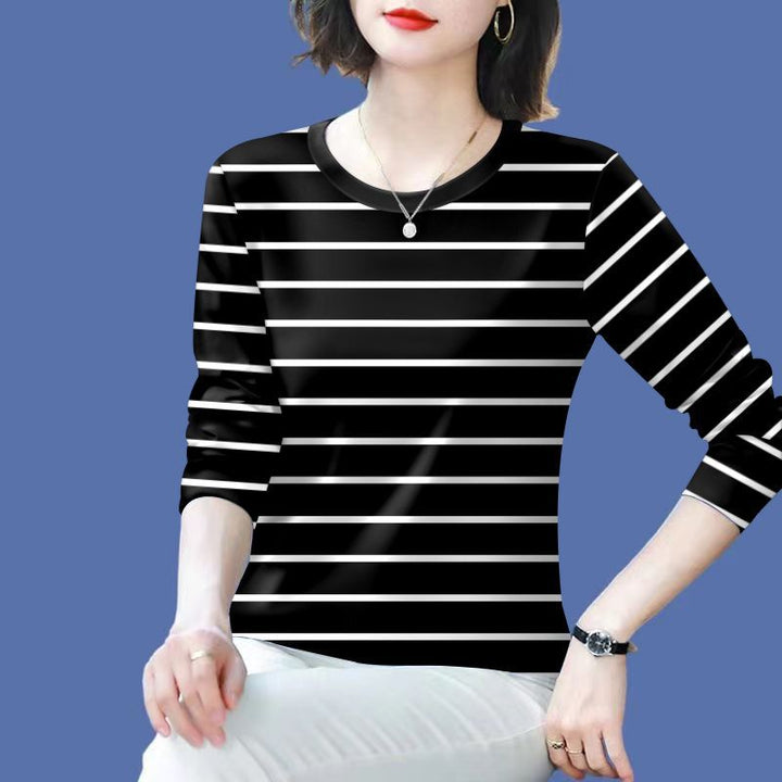 Kvinders afslappede stribede langærmede skjorte Stilla