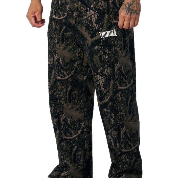 Herren nan bredde camouflagesweatpants med elastisk komfortbund og lår-logo Skovae
