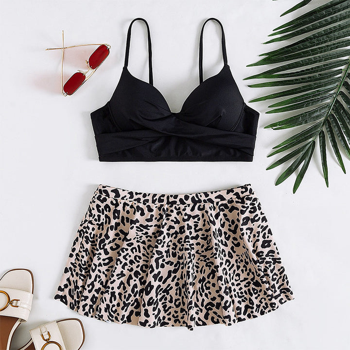 Dame sporty skort med trendy leo-mønster Skovae