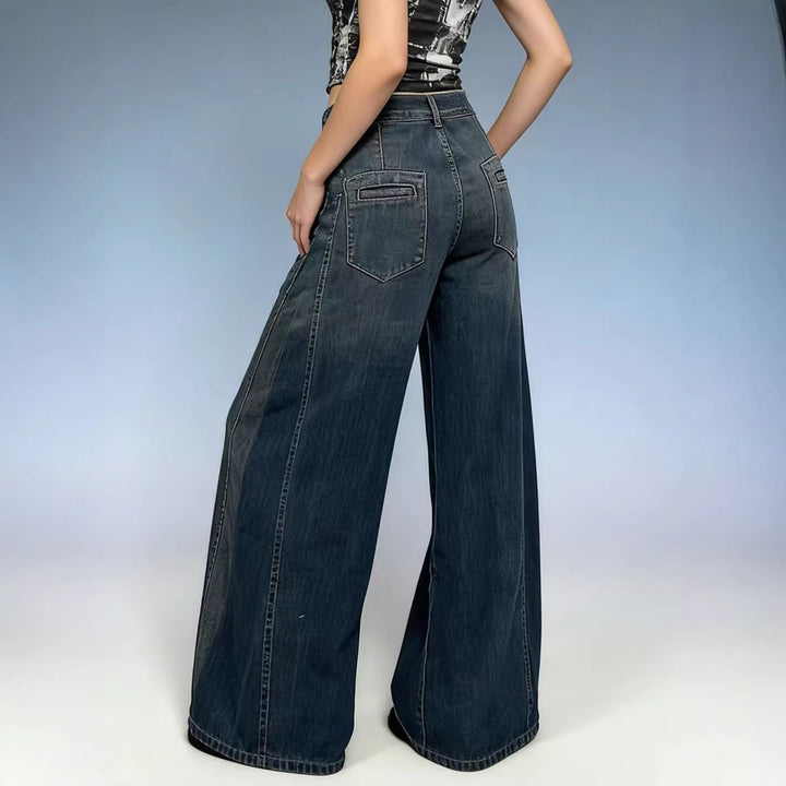 Dame løse denimjeans med høj talje og klassisk snit Skovae