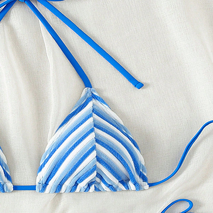 Dame Triangel-Bikini med stribet, blødt materiale Skovae