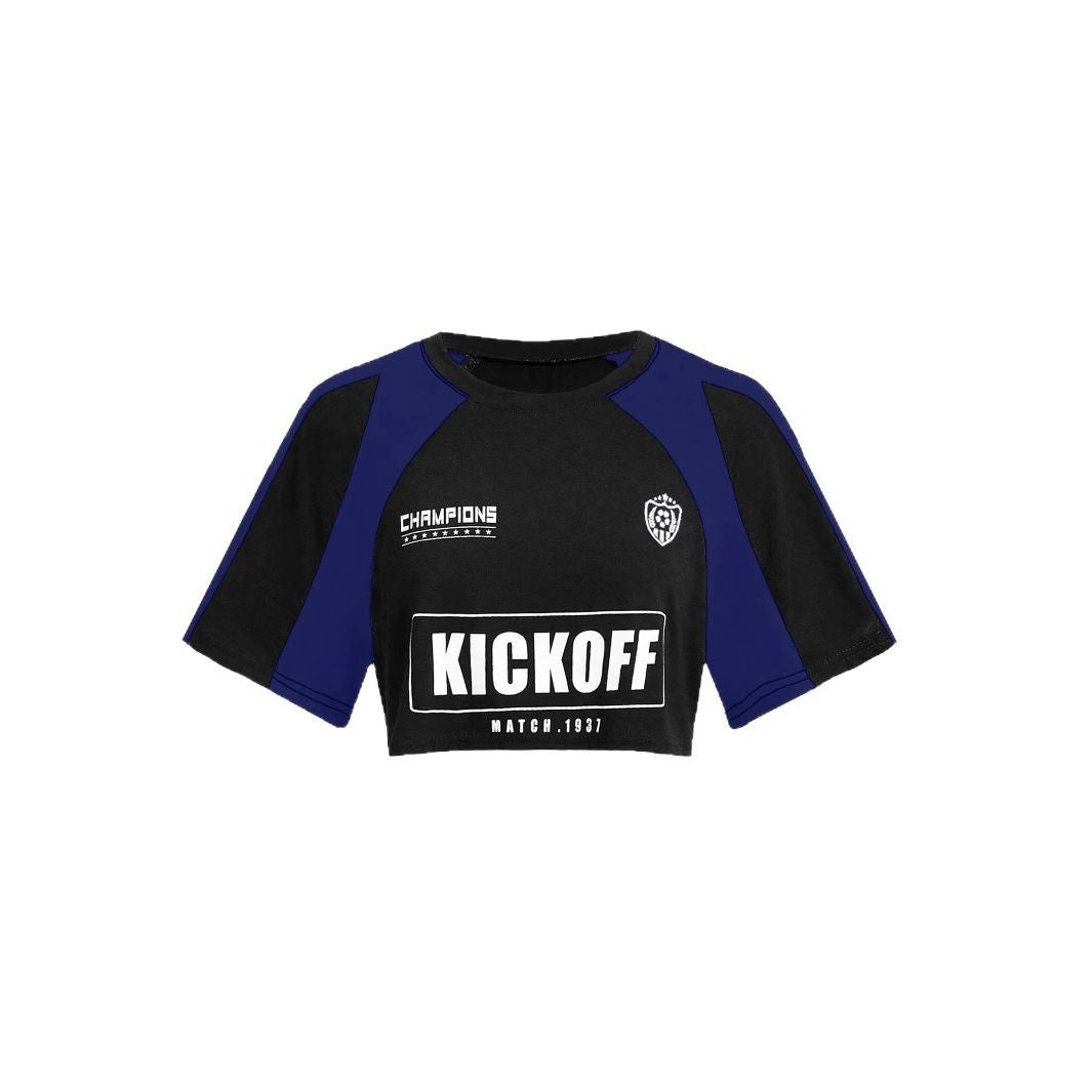 Dame Crop-T-shirt med sportsligt design og iøjnefaldende grafisk tryk Stilla