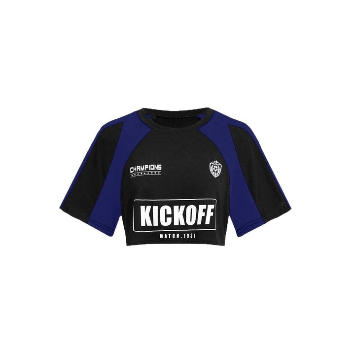 Dame Crop-T-shirt med sportsligt design og iøjnefaldende grafisk tryk Stilla