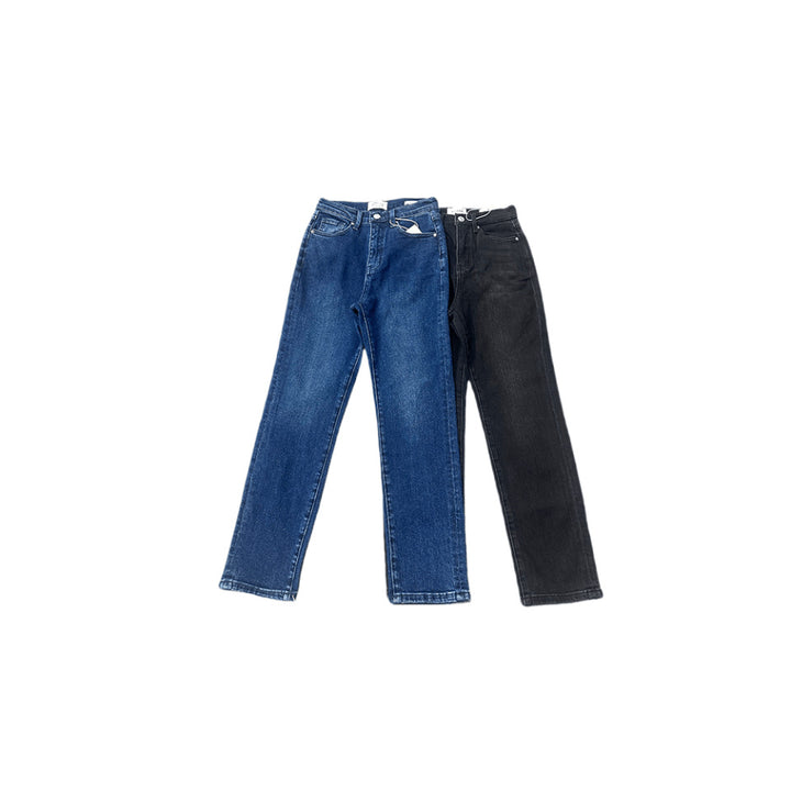 Dame klassiske, figursyede denim-bukser med høj talje og minimalistiske detaljer Stilla