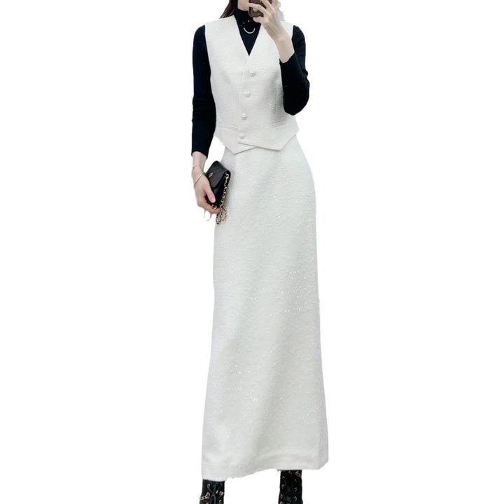Dame elegant habit med figursyet vest og lang nederdel Stilla