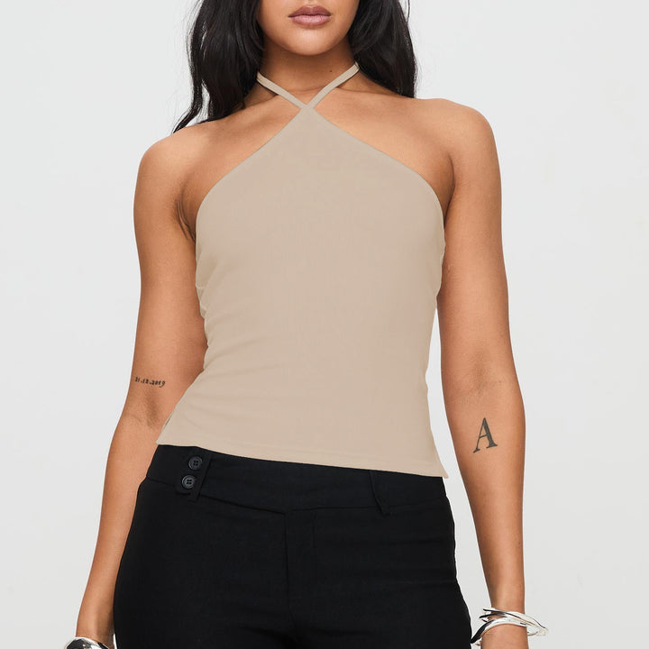 Dame Backless Crop Top med krydsede stropper Stilla