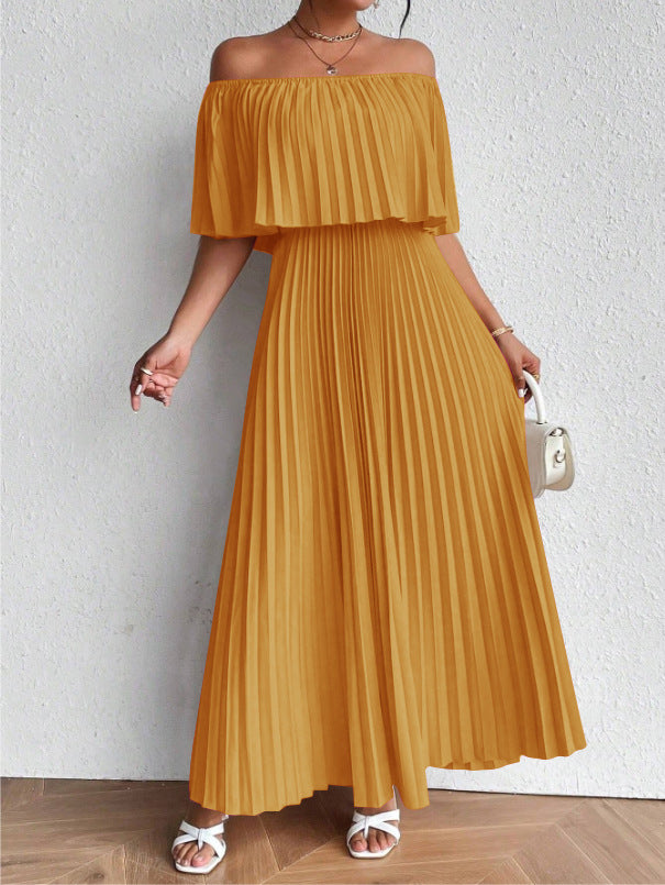 Dame Off-Shoulder Maxikjole med elegant fold Stilla