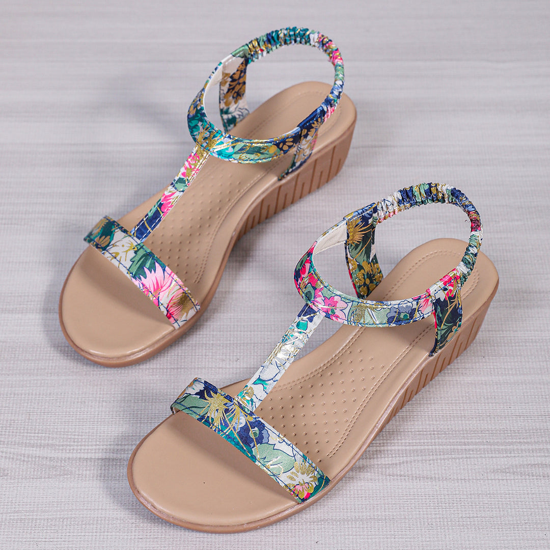 Dame Wedge-sandaler med elastiske remme og anatomisk fodseng Stilla