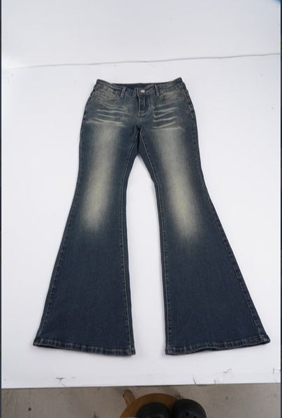 Dame Flared Jeans med høj talje og smart Used-Look Skovae