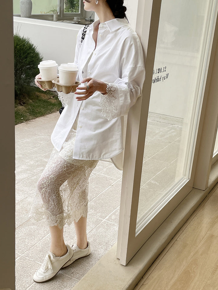 Dame blondeskirt med blomsterdesign og elegant broderi Stilla