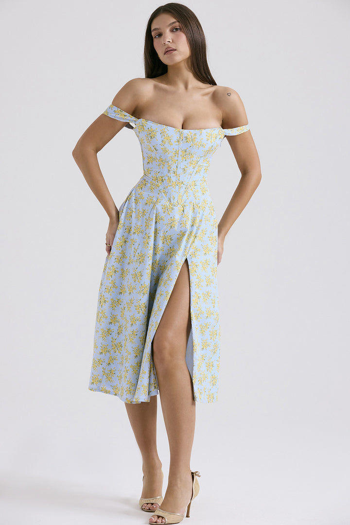 Dame Midikjole med off-shoulder design og blomster mønster Stilla