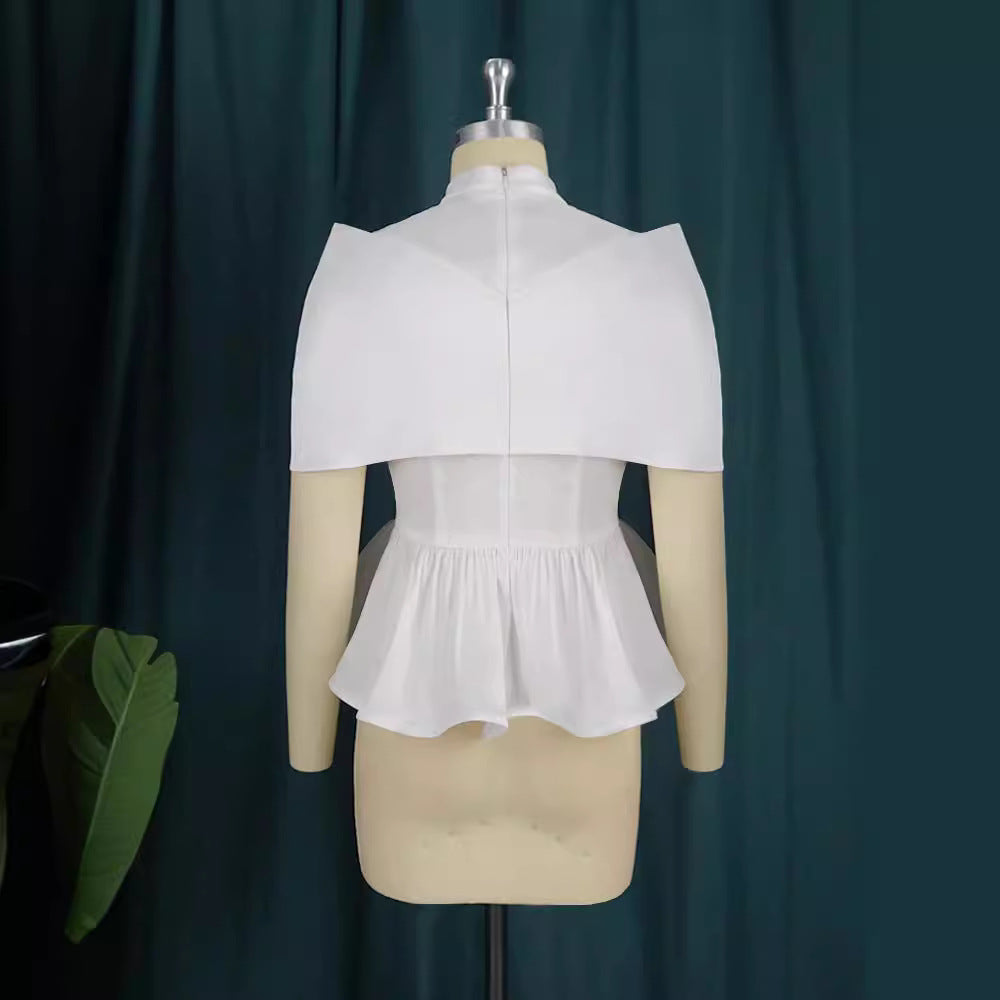 Damer elegant Peplum-bluse med transparente detaljer Skovae