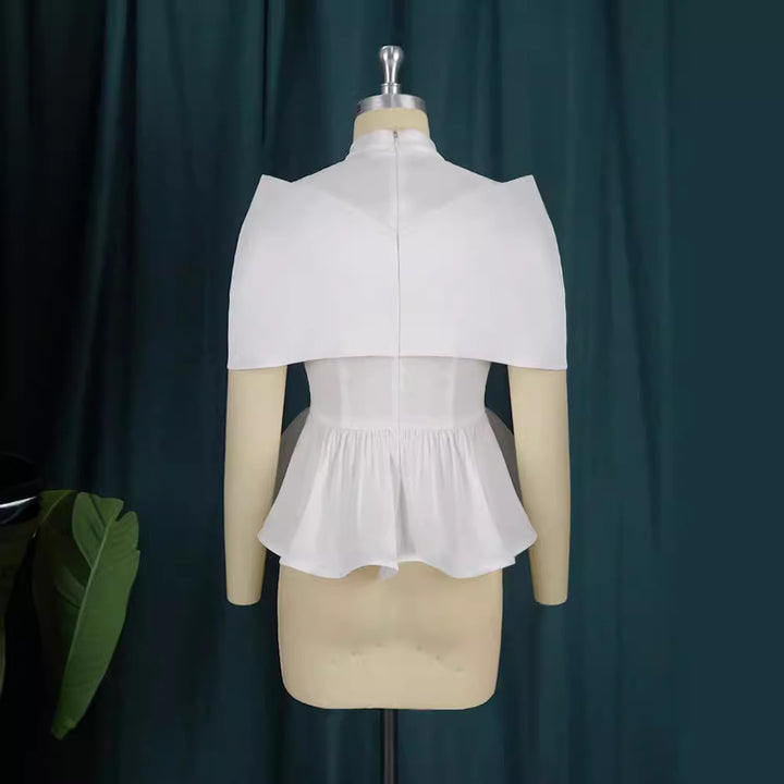 Damer elegant Peplum-bluse med transparente detaljer Skovae