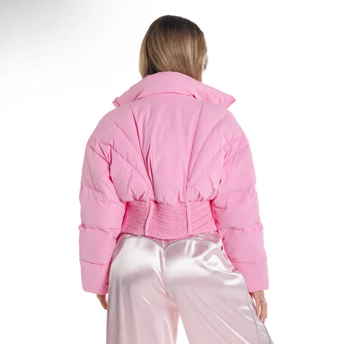 Dame moderigtig quilted jakke med elastisk talje og hætte Stilla