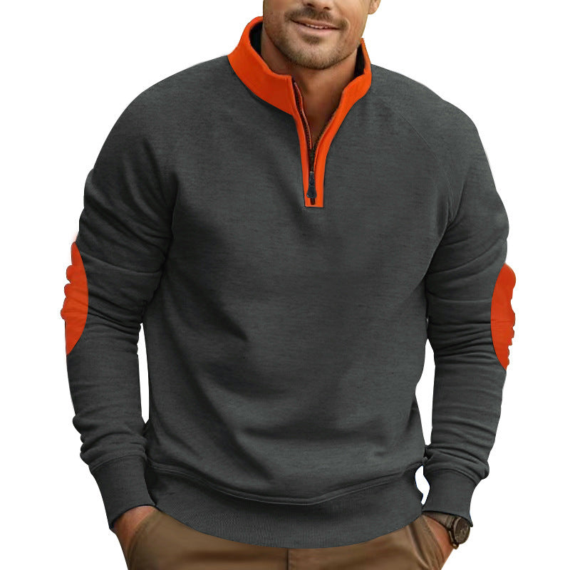 Herre sporty fleece-pullover med moderne ståkrave og unikke detaljer Stilla