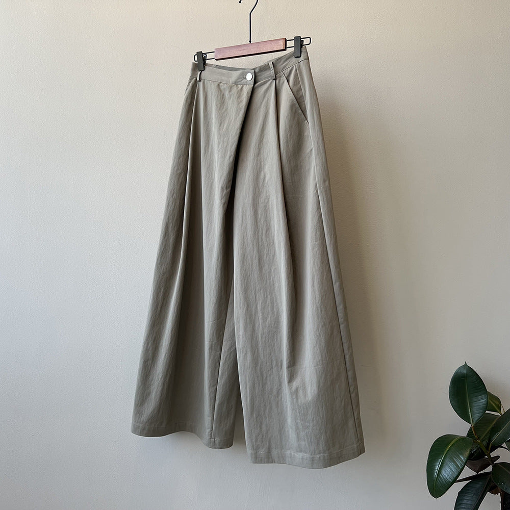 Dame bred Culotte-bukser med elegante foldedetaljer og høj talje pasform Stilla