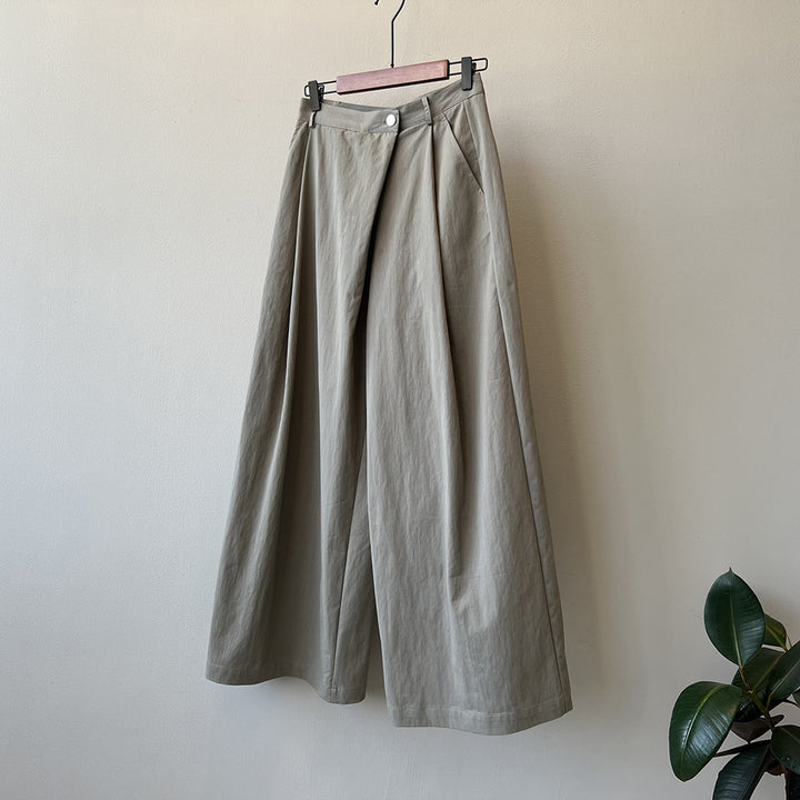 Dame bred Culotte-bukser med elegante foldedetaljer og høj talje pasform Stilla